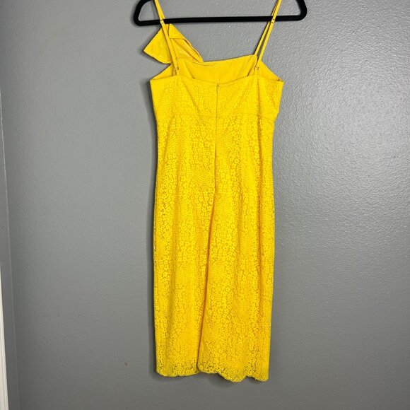NWT Trina Turk Yellow Eyelet‎ Midi Dress Bow Detail Spaghetti Straps Size 0 - Picture 6 of 7